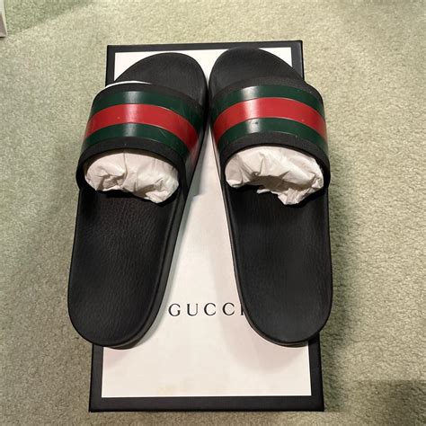 scratched gucci slides